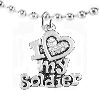 Army, I Love My Soldier, Adjustable Necklace Hypoallergenic, Safe-Nickel, Lead, Cadmium Free