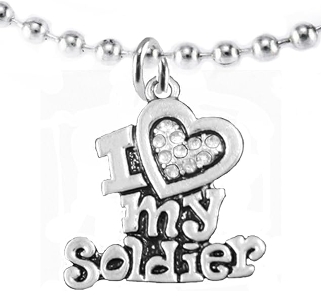 Army, I Love My Soldier, Adjustable Necklace Hypoallergenic, Safe-Nickel, Lead, Cadmium Free