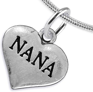 Nana Heart Charm Necklace Hypoallergenic, Adjustable, Safe, Nickel, Lead & Cadmium Free!