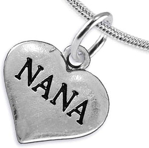 Nana Heart Charm Necklace Hypoallergenic, Adjustable, Safe, Nickel, Lead & Cadmium Free!