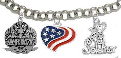 Army, I Love My Soldier, Adjustable Hypoallergenic, Safe-Nickel, Lead, Cadmium Free