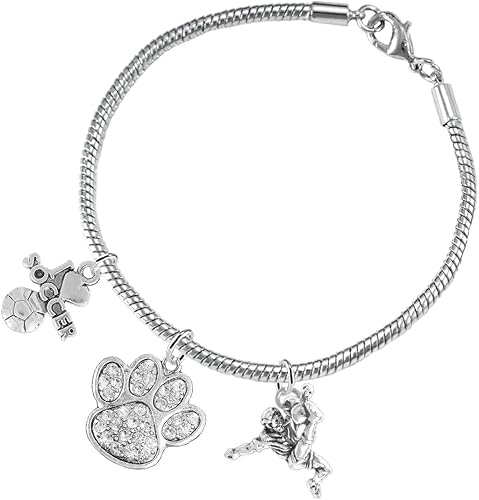 The, Soccer Jewelry Crystal Paw Hypoallergenic Adjustable, Safe-Nickel, Lead Free
