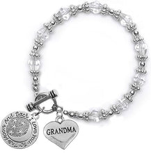 Grandma, I Love You to The Moon and Back Clear Crystal Charm Bracelet, Hypoallergenic, Safe, Nickel, Lead & Cadmium Free.