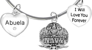 Abuela, I Will Love You Forever, Navy Hypoallergenic, Safe-Nickel Free, No Poisonous Lead Or Cadmium