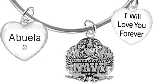 Abuela, I Will Love You Forever, Navy Hypoallergenic, Safe-Nickel Free, No Poisonous Lead Or Cadmium