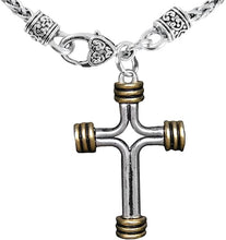 Two Tone Matt Gold and Pewter Cross Necklace Hypoallergenic, Safe-Nickel, Lead, and Cadmium Free