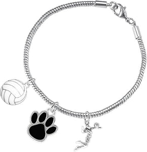 Black Paw Volleyball, Adjustable, Safe-Hypoallergenic, Nickel, Lead and Cadmium Free