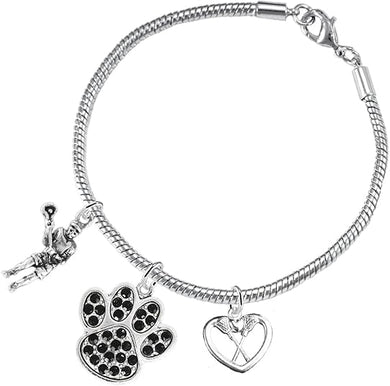 Lacrosse Jewelry, Black Crystal Paw Jewelry, Hypoallergenic Safe-Nickel, Lead and Cadmium Free!