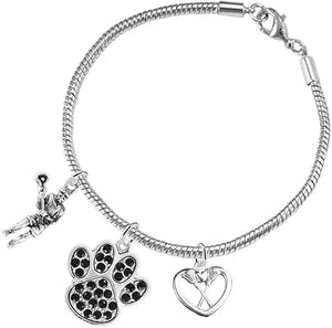 Lacrosse Jewelry, Black Crystal Paw Jewelry, Hypoallergenic Safe-Nickel, Lead and Cadmium Free!