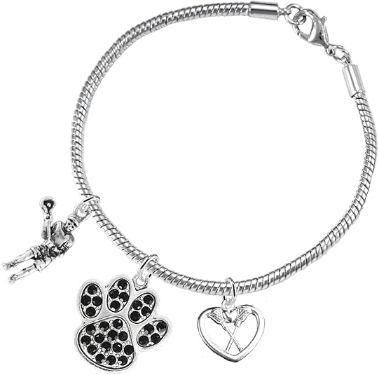 Lacrosse Jewelry, Black Crystal Paw Jewelry, Hypoallergenic Safe-Nickel, Lead and Cadmium Free!