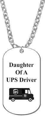Daughter Of A UPS Driver On A Adjustable Cable Chain Necklace. 9-12 Inches. What A Great Gift For Yoourself, Or Someone Special. No Worry About What Size They Wear. It Is Adjustable.