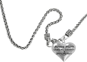 Army, Enlisted Daughter, My Daughter is My Hero Necklace, Hypoallergenic, Safe-Nickel, Lead, Cadmium Free