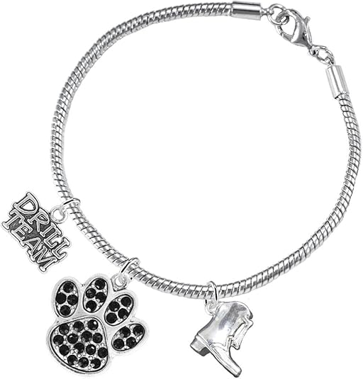 The, Drill Team Jewelry Black Crystal Paw Hypoallergenic Adjustable, Safe-Nickel, Lead Free