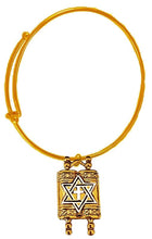 Messianic,Yeshua, Holy,Holy,Holy,14KT Antique Goldtone Torah (Bible) With A Silvertone Star of David And Cross On A Adjustable Goldtone Miracl Wire Bracelet.The Torah Is The Five Books Of Moses