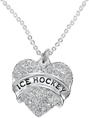 Ice Hockey Crystal Heart Necklace-Hypoallergenic Nickel, and Lead Free!