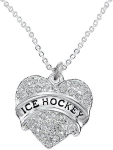 Ice Hockey Crystal Heart Necklace-Hypoallergenic Nickel, and Lead Free!
