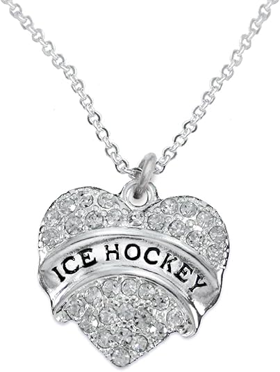Ice Hockey Crystal Heart Necklace-Hypoallergenic Nickel, and Lead Free!