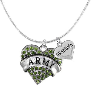 Army Grandma Heart Necklace, Adjustable, Hypoallergenic, Will NOT Irritate Anyone with Sensitive Skin. Safe- Nickel, Lead and Cadmium Free