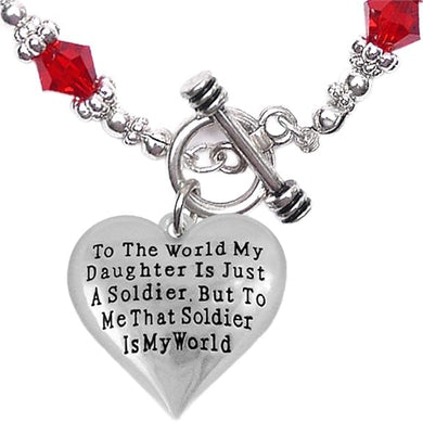Army, Enlisted Daughter, My Daughter, She is My World, Necklace, Adjustable Hypoallergenic,
