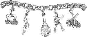 Tennis 5 Charm Bracelet, Great Gift, Hypoallergenic, Safe-Nickel, Lead, and Cadmium Free!