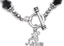 Air Force, I Love My Airman, Black Crystal Bracelet Hypoallergenic, Safe-Nickel, Lead, Cadmium Free