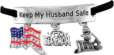 Firefighter's Keep My Husband Safe Adjustable Hypoallergenic Safe-Nickel, Lead & Cadmium Free!