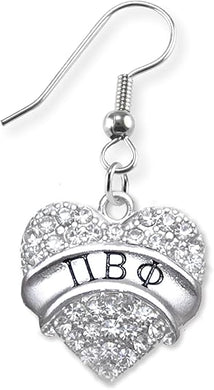 Pi Beta Phi Crystal Heart Earring - Licensed Sorority Jewelry Manufacturer