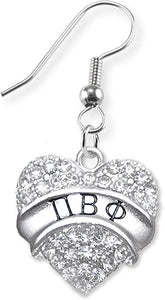 Pi Beta Phi Crystal Heart Earring - Licensed Sorority Jewelry Manufacturer