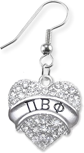 Pi Beta Phi Crystal Heart Earring - Licensed Sorority Jewelry Manufacturer