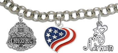 Air Force I Love My Airman, Adjustable, Hypoallergenic, Will NOT Irritate Anyone with Sensitive Skin. Safe- Nickel, Lead, Cadmium Free