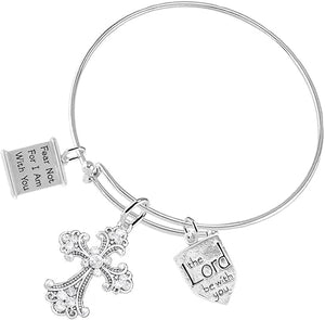 Christian 3 Charm Adjustable Bracelet Hypoallergenic, Safe-Nickel, Lead, Free