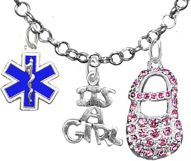 EMT, Paramedics Wife's, It's A Girl, Necklace, Hypoallergenic, Safe-Nickel, Lead, Cadmium Free