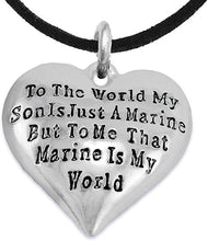 Marine Mom, My Son, is My World Necklace, Hypoallergenic, Safe- Nickel, Lead and Cadmium Free