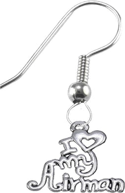 Air Force, I Love My Airman, Earrings Hypoallergenic, Safe-Nickel, Lead, Cadmium Free