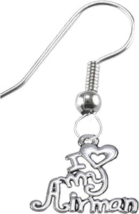 Air Force, I Love My Airman, Earrings Hypoallergenic, Safe-Nickel, Lead, Cadmium Free