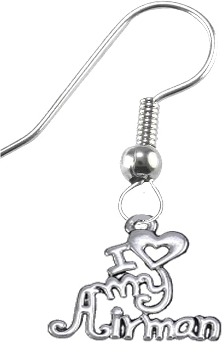 Air Force, I Love My Airman, Earrings Hypoallergenic, Safe-Nickel, Lead, Cadmium Free