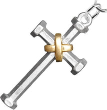 Two Tone Matt Gold and Silver Christian Cross Fishhook Earrings Hypoallergenic, Safe-Nickel, Lead, And Cadmium Free