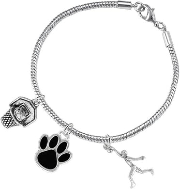 Black Paw Basketball Jewelry, Adjustable, Safe-Hypoallergenic, Nickel, Lead Free