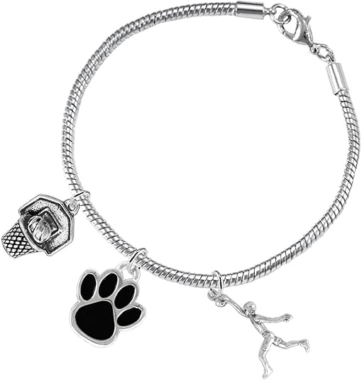 Black Paw Basketball Jewelry, Adjustable, Safe-Hypoallergenic, Nickel, Lead Free