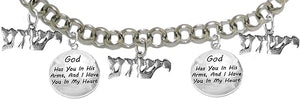 Messianic God Has You In His Arms, And I Have You In My Heart, & Yeshua Charms Adjustable Bracelet, Hypoallergenic, Safe-Nickel, Lead, Cadmium Free