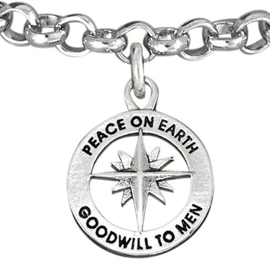 Christmas, Peace On Earth, Good Will. Hypoallergenic Adjustable Bracelet, Safe-Nickel, Lead, Cadmium Free
