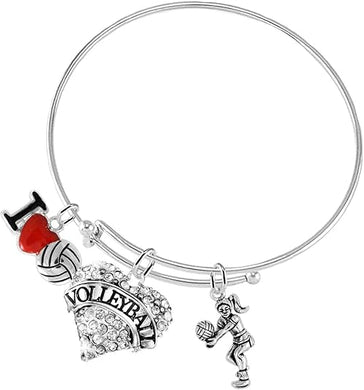 I Love Volleyball, Adjustable Bracelet, Safe-Hypoallergenic, Nickel, Lead & Cadmium Free