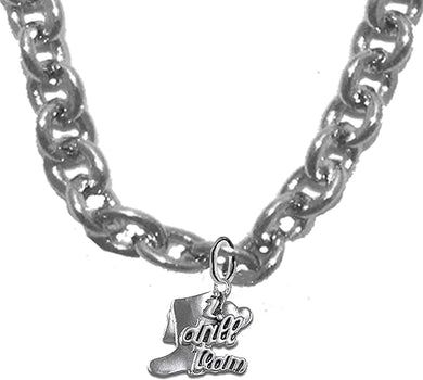 Drill, Drill Boot, I Love Drill Team, Adjustable Cable Chain Necklace, Hypoallergenic, Safe-No Nickel, No Lead, And No Poisonous Cadmium