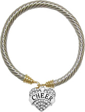 Cheer Crystal Heart, Two Tone, Golld/Silver Cheerleader Bracelet, Hypoallergenic, Nickel, Lead, and Cadmium Free