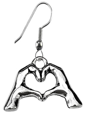 Birthday Gift, I Love You, Your Fingers And Hands Make A Heart And Say It All, I Love You, Sterling Silver Earring Wires, Wonderful Gift For Yourself, Or Someone Special. Comes In A Black Velvet Bag