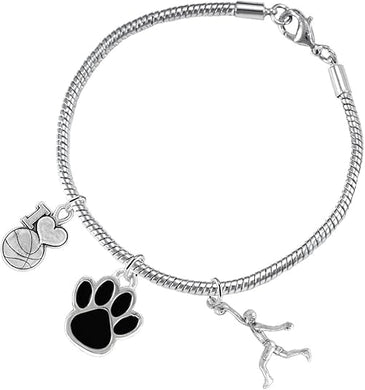 Black Paw Basketball Jewelry, Adjustable, Safe-Hypoallergenic, Nickel, Lead Free