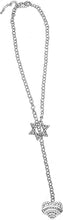 Jewish Confirmation Crystal Heart, Through A Crystal Star Of David, Rolo Chain Necklace Hypoallergenic, Safe-Nickel, Lead, And Cadmium Free