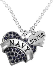 Navy Sister Blue Crystal Heart Necklace, Adjustable, Hypoallergenic, Will NOT Irritate Anyone with Sensitive Skin. Safe- Nickel, Lead and Cadmium Free