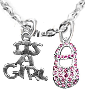 Its A Girl, Adjustable Necklace, Hypoallergenic, Safe-Nickel, Lead, Cadmium Free