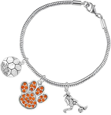 The, Soccer Jewelry Orange Crystal Paw Hypoallergenic Adjustable, Safe-Nickel, Lead Free